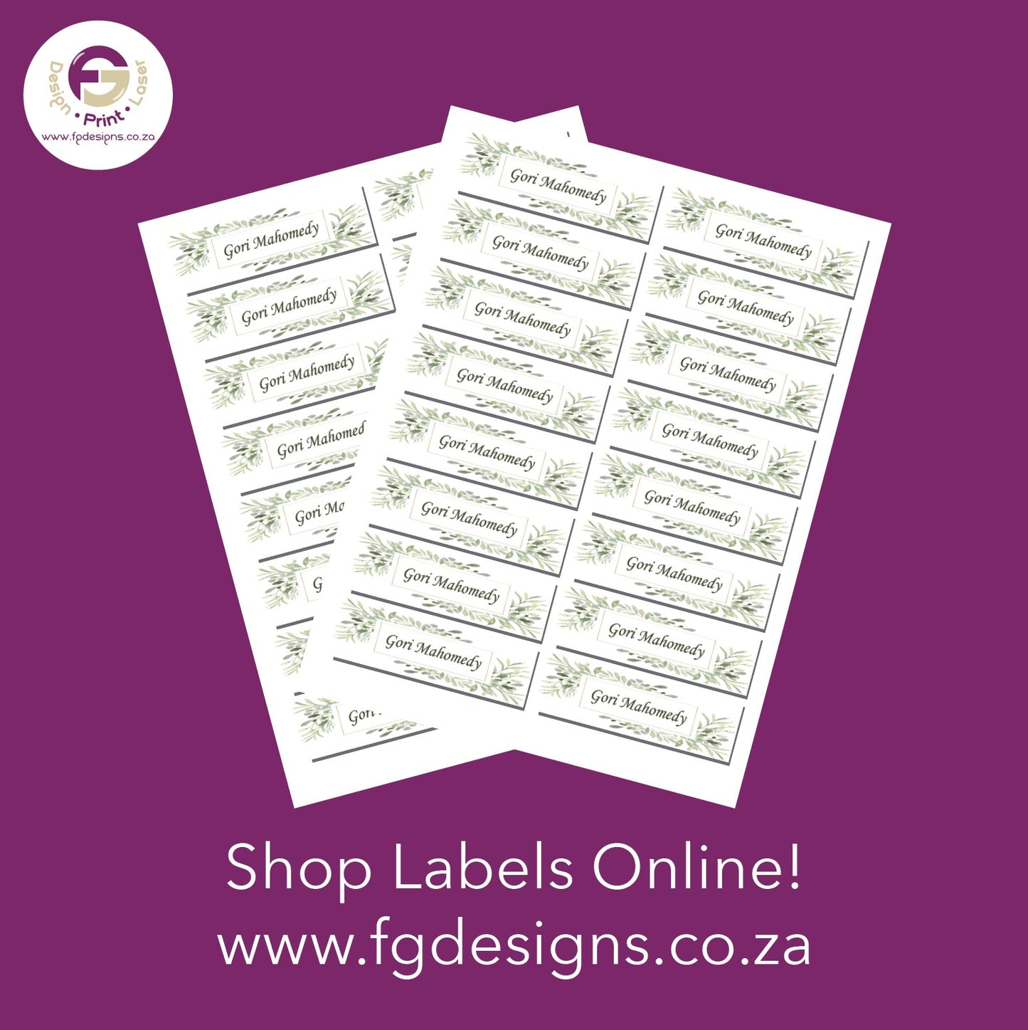 Name Labels - FG Design • Print • Laser