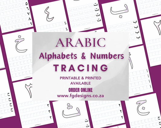 Arabic Alphabet & Numbers Tracing Worksheets PRINTED