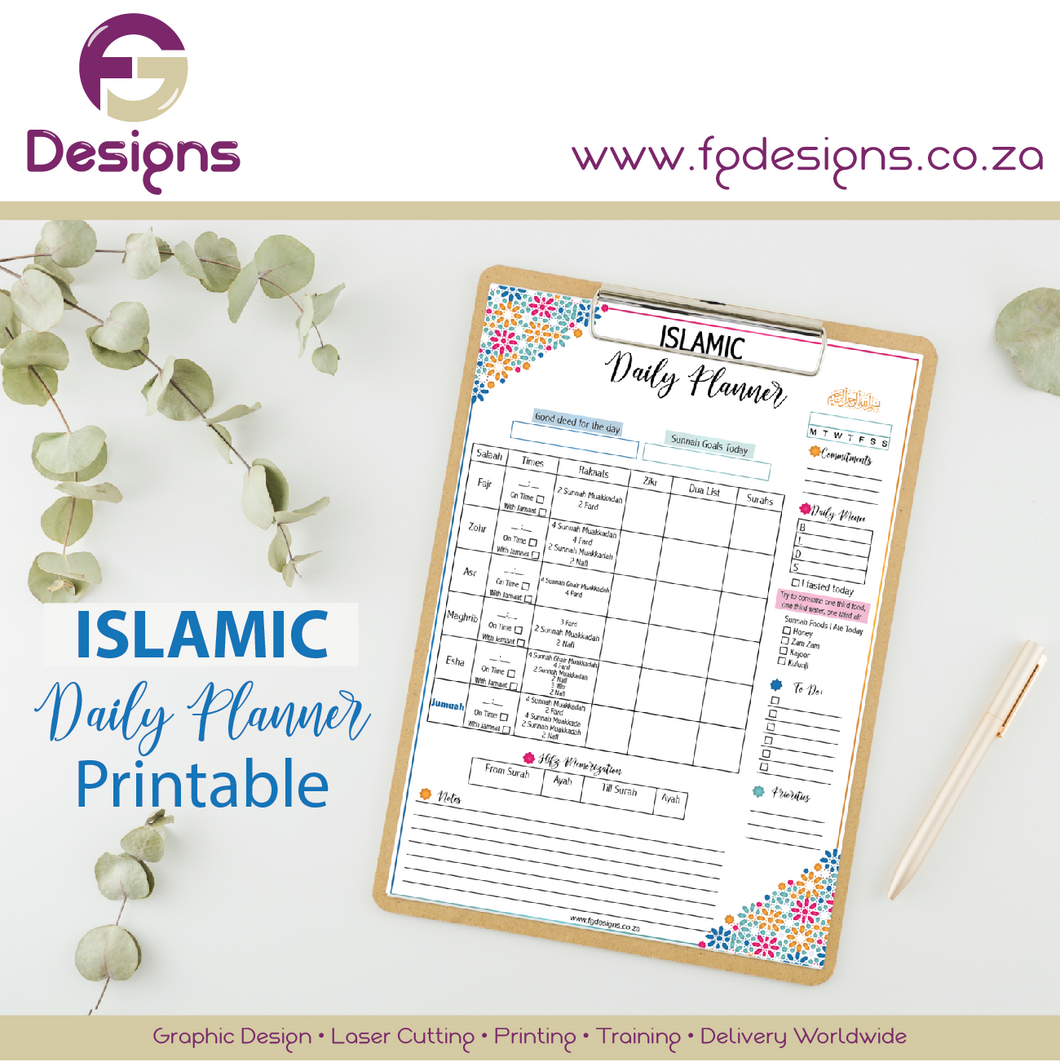 Islamic Daily Planner Printable - FG Design • Print • Laser