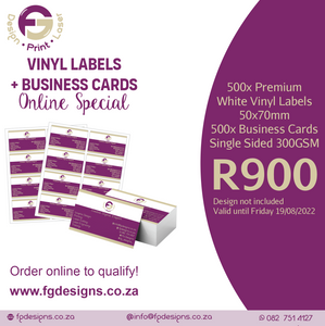Vinyl Labels & Business Cards - FG Design • Print • Laser