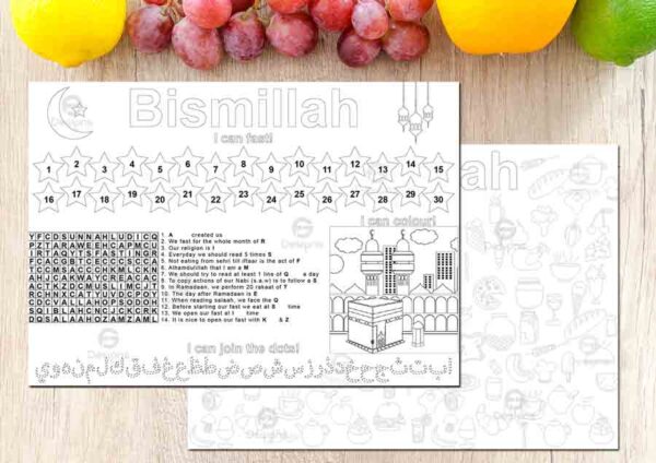 Ramadaan Activity Placemat Printable