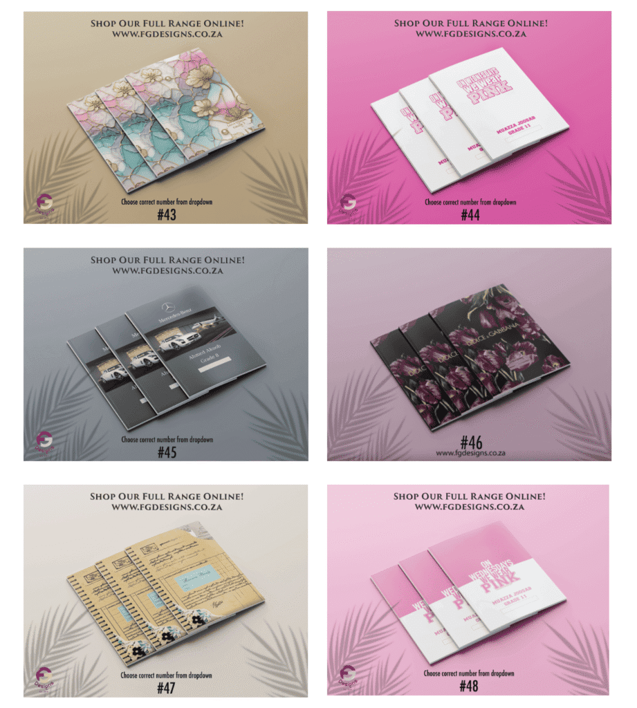 School Book Covers (10) - FG Designs