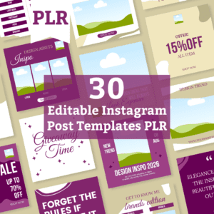 30 Editable Instagram Post Templates PLR